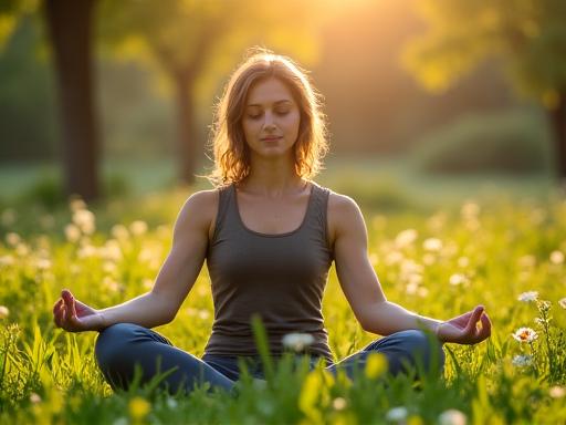 Peaceful person in meditation surrounded by nature